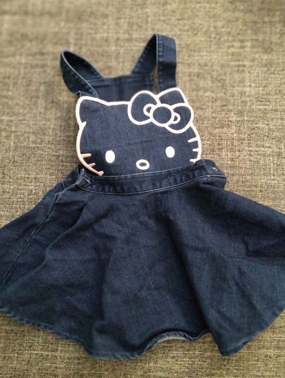 Hello Kitty Dark Blue Denim Overalls with White Trim